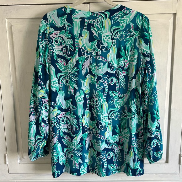 Lily Pulitzer Harbour Island Tunic, S, Tidal Wave in the Details Print - Picture 3 of 8
